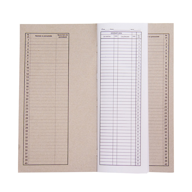 Condica de prezenta, BiroCO 1/2 A4, 50 file tiparite fata-verso, 60 g/mp - imagine 3